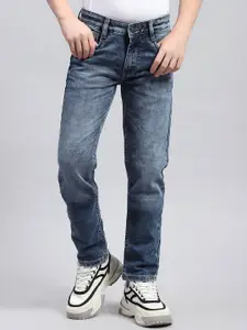 Monte Carlo Boys Mid-Rise Dark Shade Heavy Fade Clean Look Cotton Jeans