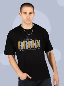 CHKOKKO Oversized Typography Printed Cotton T-shirt