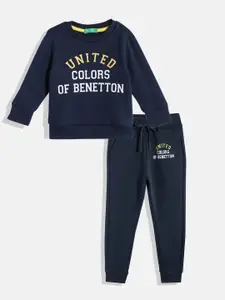 United Colors of Benetton Boys Pack Of 2 Printed Sweatshirts & Joggers