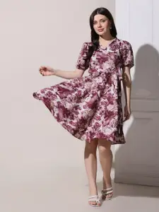 FASHION DREAM V-Neck Floral Print Fit & Flare Dress