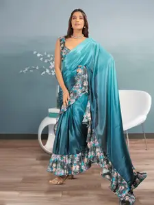 RACHNA Ombre Prestitched Printed Frill Ready To Wear Saree