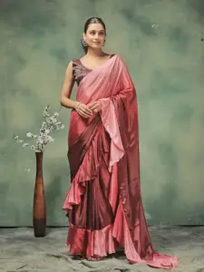 RACHNA Ombre Prestitched Printed Frill Ready To Wear Saree