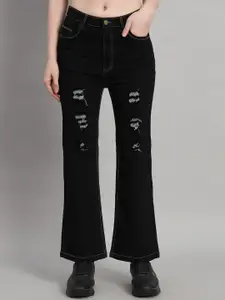 GUTI Women Flared High-Rise Mildly Distressed Stretchable Jeans