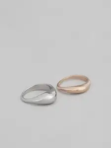 Calvin Klein Women Set Of 2 Elongated Drops Brass-Plated Finger Ring