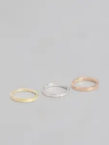 Calvin Klein Women Set Of 3 Soft Squares Brass-Plated Finger Ring