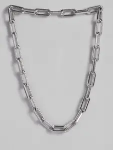 BOSS Halia Brass-Plated Chainlink Design Crystal Studded Necklace
