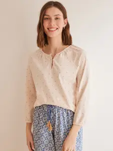 women'secret  Ditsy Printed Pure Cotton Lounge T-shirt