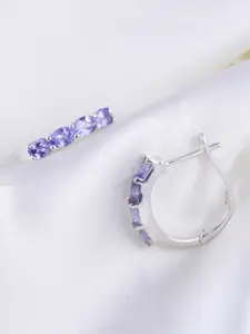 HIFLYER JEWELS 925 Sterling Silver Amethyst Circular Hoop Earrings