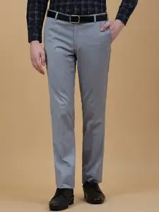 METAL Men Slim Fit Mid-Rise Formal Trousers