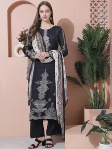 Stylee LIFESTYLE Ethnic Motifs Embroidered Pure Silk Unstitched Dress Material