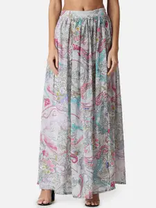 MINOS Floral Printed Flared Maxi Skirt