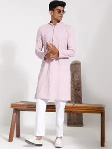 VASTRAMAY Embroidered Regular Sequinned Kurta with Pyjamas