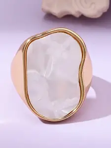 SALTY Pearl Beaded Enamelled Adjustable Finger Ring