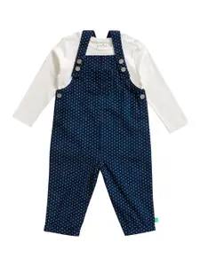 JusCubs Infant Boys Printed Cotton Dungarees With T-Shirt