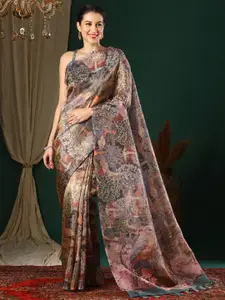 Anouk Ethnic Motifs Printed Organza Saree