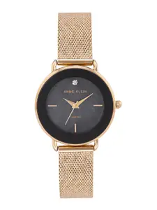 ANNE KLEIN Women Textured Diamond Dial & Bracelet Style Straps Analogue Watch NEAK3686BKGB