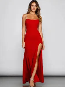 CLAFOUTIS Shoulder Straps Crepe Maxi Dress