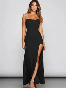 CLAFOUTIS Shoulder Straps Crepe Maxi Dress