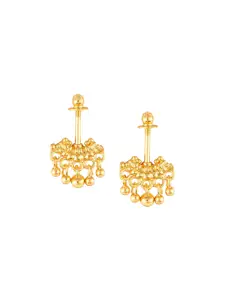 Vighnaharta Set Of 2 Gold-Plated Contemporary Jhumkas And Bugadi Earrings