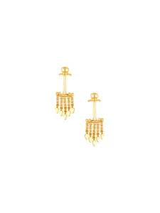 Vighnaharta Set Of 2 Gold-Plated Contemporary Jhumkas And Bugadi Earrings
