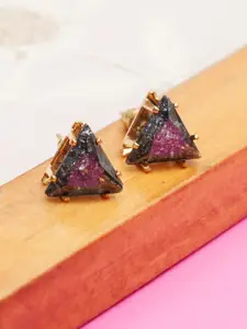 Designbox Alloy Stone Studded Triangular Studs Earrings