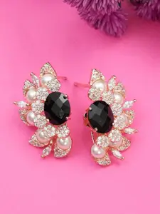 Designbox Alloy CZ Studded Floral Studs Earrings