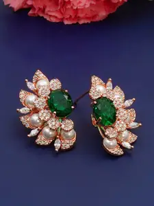 Designbox Alloy Stone Studded Floral Studs Earrings