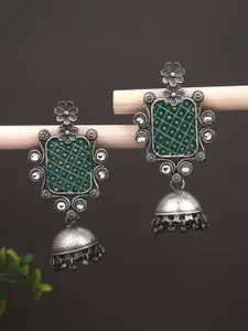 Anvik Silver-Plated Contemporary Oxidised Jhumkas