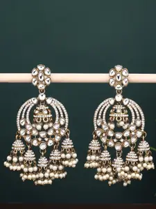 Anvik Silver-Plated Stone Studded Classic Jhumkas