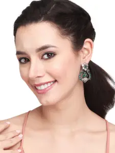 Anvik Silver-Plated Contemporary Oxidised Drop Earrings