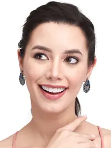 Anvik Silver-Plated Stone Studded Classic Studs Earrings