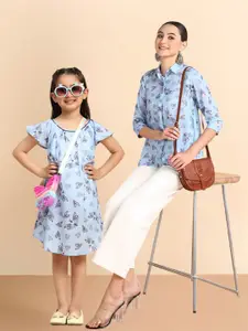 Maaesa Relaxed Floral Opaque Printed Cotton Casual Shirt