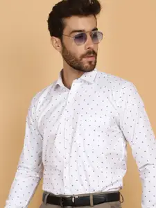 V-Mart Long Sleeves Spread Collar Cotton Opaque Printed Formal Shirt