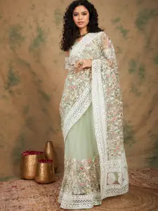 Ishin Floral Embroidered Net Saree
