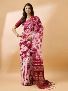 Ishin Red Tie and Dye Dyed Saree