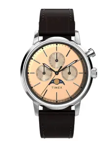 Timex Men Printed Dial & Leather Straps Analogue Watch TW2W51100UJ