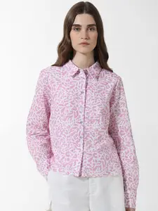 ONLY ONLZEN LS Self Designed Spread Collar Pure Cotton Casual Shirt