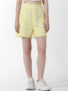 ONLY Women Abstract Printed High-Rise Pure Cotton Shorts