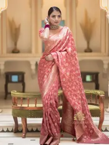 DIVASTRI Woven Design Floral Zari Pure Silk Kanjeevaram Saree