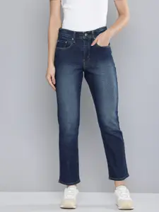 Levis Women 724 Slim Straight Fit High-Rise Heavy Fade Stretchable Jeans