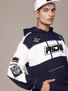 The Roadster Lifestyle Co. Striped Hooded Relaxed Fit Sweatshirt