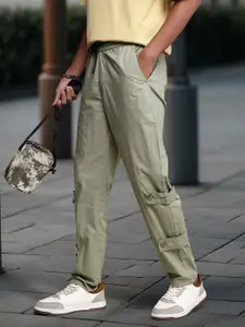 The Roadster Life Co. Men Relaxed Loose Fit Pure Cotton Trousers