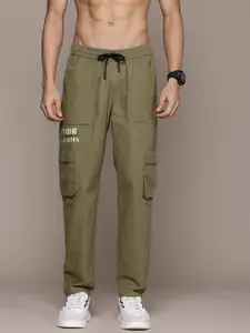 The Roadster Lifestyle Co. Men Loose Fit Cargo-Style Pure Cotton Trousers