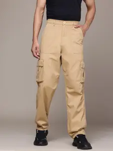 The Roadster Lifestyle Co. Men Loose Fit Pure Cotton Cargo-Style Trousers