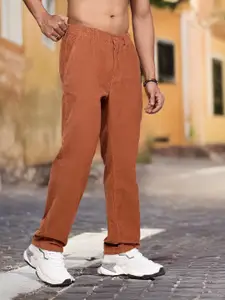 The Roadster Life Co. Men Straight Fit Corduroy Pure Cotton Chinos Trousers