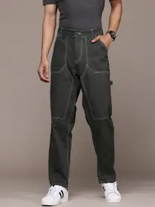 The Roadster Lifestyle Co. Men Mid-Rise Relaxed Fit Pure Cotton Trousers