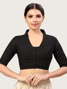 Studio Shringaar Chikankari V-Neck Pure Cotton Saree Blouse