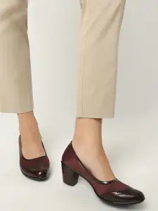 Marc Loire Textured Block Heeled Pumps