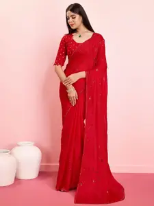 Mitera Ethnic Motifs Sequinned Pure Chiffon Saree