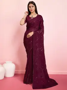 Mitera Ethnic Motifs Sequinned Pure Chiffon Saree